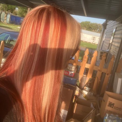 Balayage Hair Red And Blonde, Red Blonde Hair Black Women, Red Orange And Blonde Hair, Red Tinted Blonde Hair, Red And Blond Curly Hair, Red Hair Streaks Blonde, Red N Blonde Hair, Copper Red And Blonde Hair Color, Blonde And Red Hair Black Women