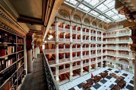 George Peabody Library, Peabody Library, Steampunk Tendencies, Beautiful Library, Book Room, Johns Hopkins University, Home Libraries, Music Library, Book Nooks