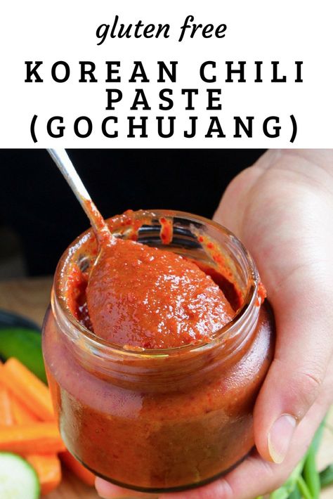 Gluten Free Vegan Gochujang (Korean Chili Pepper Paste) - Unconventional Cooks Korean Hot Sauce, How To Make Gochujang Paste, Gochujang Paste Recipe, Korean Sauces, Vegan Gochujang, Korean Paste, Gochujang Paste, Gochujang Recipe, Korean Chili