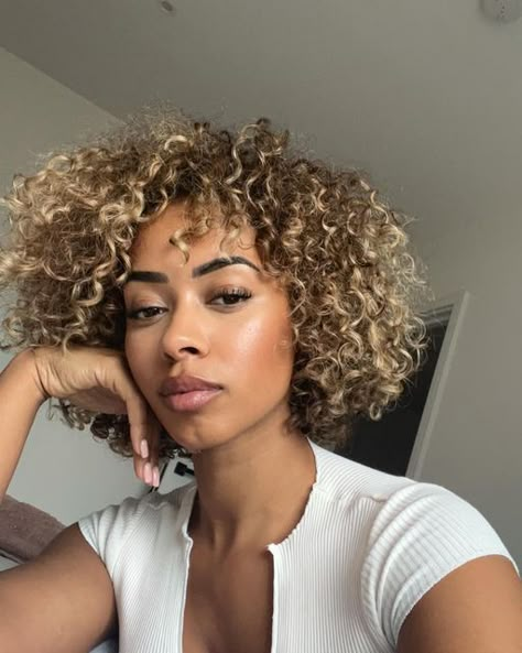 Sasha Ellese, Blonde Highlights Curly Hair, Beyonce Hair, Natural Curly Hair Cuts, Highlights Curly Hair, Nappy Hair, Blonde Curly Hair, Colored Curly Hair, Honey Blonde Hair