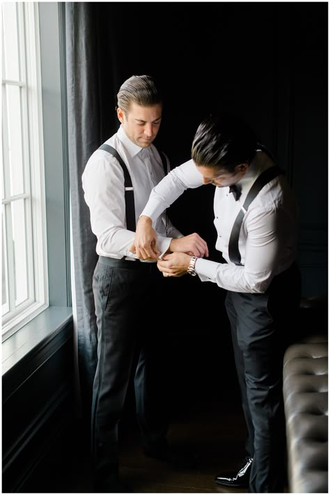 Best man helping groom get ready in grooms suite Groom With Best Man, Wedding Photo Ideas For Groom, Getting Wedding Ready, Groom Getting Ready Pictures Photo Ideas, Groomsmen Pictures Getting Ready, Small Groomsmen Photos, Groom And Best Man Photos, Groomsmen Get Ready Photos, Wedding Groom Photography