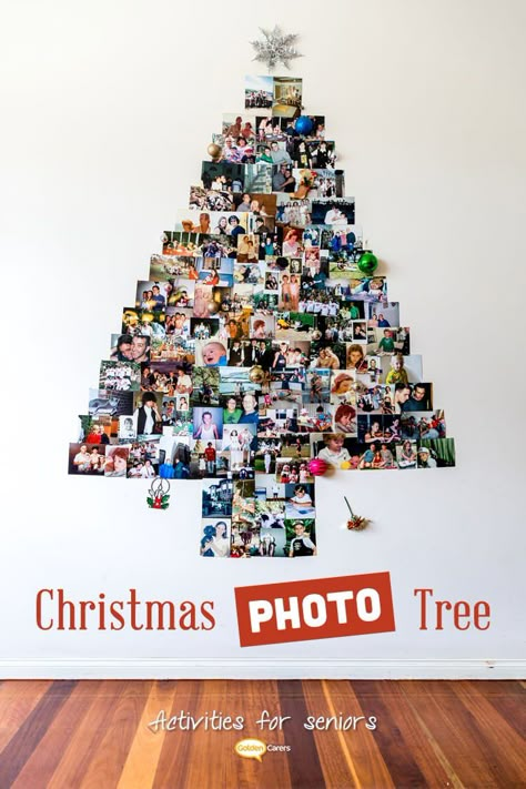 These spectacular photo Christmas trees are so simple to make and will attract clients, visitors and staff and generate lots of social interaction. This is a wonderful activity for seniors in nursing homes. Nursing Home Crafts, Assisted Living Activities, Photo Christmas Tree, Nursing Home Activities, December Activities, Elderly Activities, Senior Activities, Nursing Home, Crafts For Seniors