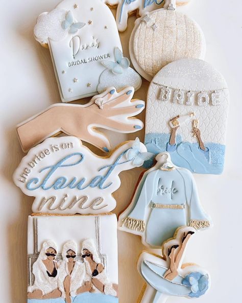 ON CLOUD 9 ☁️💍 Get ready for another EPIC cookie set from the talented @cookieskitchenco Stamps by the fabulous @boss_embossers_ 📸: @cookieskitchenco How perfectly does it match our hen party ‘She’s On Cloud 9’ collection? Link in our stories!👆🏼 Shes On Cloud 9 Bachelorette, On Cloud 9 Cookies, Cloud Nine Hens, Bride On Cloud 9, Bachelorette Cloud 9, Bachelorette Party On Cloud Nine, She’s On Cloud 9, On Cloud 9 Bachelorette, Cloud 9