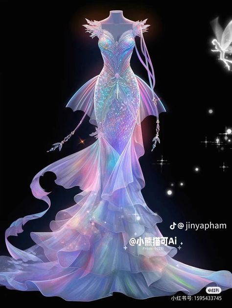 Mermaid Dress Fantasy Art, Fantasy Mermaid Dress, Mermaid Dress Drawing, Sirens Fashion, Siren Dress, Mermaid Goddess, Winter Wedding Dresses, Wedding Dress 2024, Dress Illustration