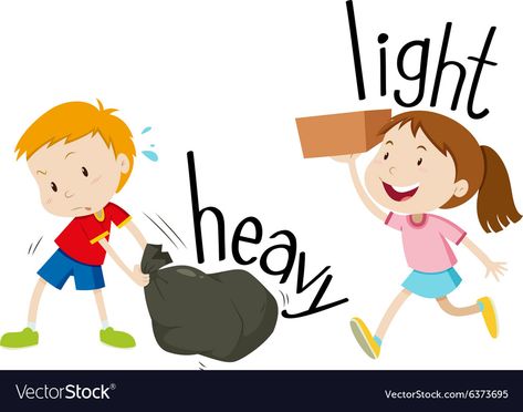 Opposites For Kids, Opposites Preschool, English Opposite Words, List Of Adjectives, Opposite Words, Heavy And Light, English Lessons For Kids, English Activities, Preschool Learning Activities