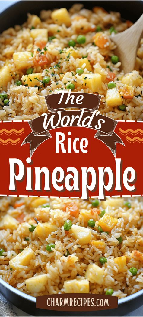 Pineapple Rice Fried Pineapple Rice, Coconut Rice Pineapple, Tropical Rice Recipes, Easy Pineapple Chicken And Rice, Ham And Pineapple Fried Rice, Coconut Pineapple Rice Recipe, Recipe With Pineapple Chunks, Pineapple Rice Recipes, Luau Christmas