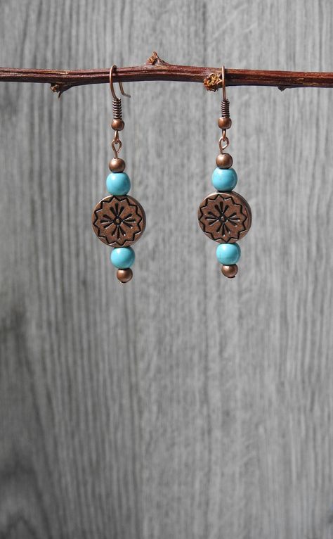 Reversible Copper Disk Western Earrings - Cowgirl Rodeo Jewelry - Native American Earrings by KayBejeweled on Etsy Cooper Jewelry, Etsy Jewelry Earrings, Suncatcher Diy, Holiday Finds, Rodeo Jewelry, Cowgirl Rodeo, Native American Earrings, Western Earrings, Etsy Stuff