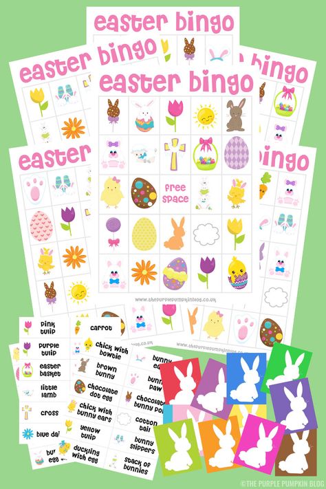 Bingo Printable Free, Easter Bingo Cards, Egg Hunt Clues, Easter Egg Hunt Clues, Easter Craft Activities, Easter Bingo, Purple Pumpkin, Chocolate Easter Bunny, Easter Printables Free