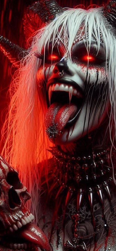 Horror Dark Wallpaper, Jonny Sin Pics, Hybridity Art, Insidious Aesthetic, Good Vs Evil Art, Demonic Wallpaper, Red Demon Art, Demon Woman Art, Dark Satanic Art