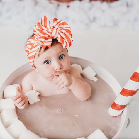 Hot Cocoa Baby Photoshoot, Winter Baby Pictures, Warsaw Indiana, Baby Holiday Photos, Coco Baby, Hot Chocolate Christmas, Diy Hot Cocoa, Baby Milestones Pictures