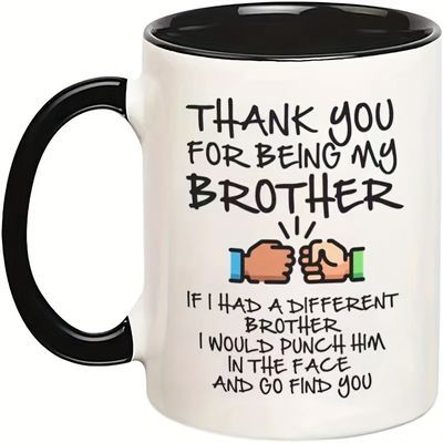 Funny Siblings Quote, Sibling Quotes, Novelty Cups, Cawan Kopi, Ceramic Gifts, Gift For Brother, Beer Mugs, Ceramic Coffee Cups, Gifts For Brother