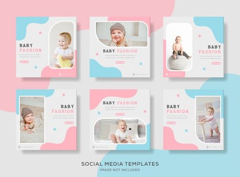 Baby Birthday Announcement, Baby Template, Kids Banner, Instagram Grid Design, Fashion Sale Banner, Store Banner, Baby Layouts, Banner Design Inspiration, Instagram Template Design