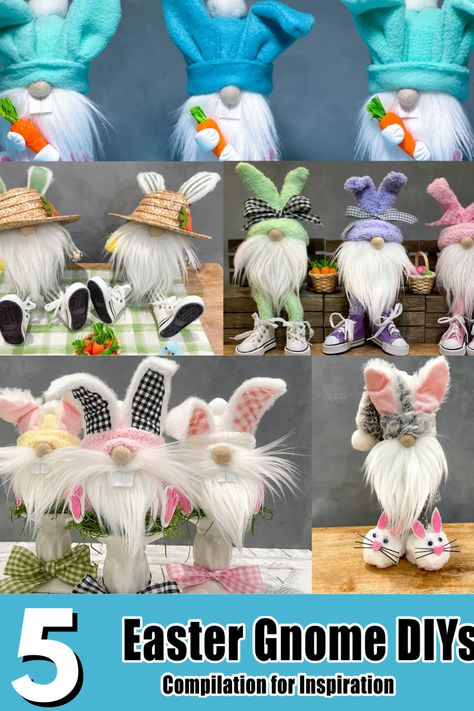 Gnomes To Make, Bunny Gnomes, Gnome Ideas, Spring Gnomes, Handmade Gnomes, Easter Gnomes, Holiday Diy Projects, Easter Lamb, Easter Gnome