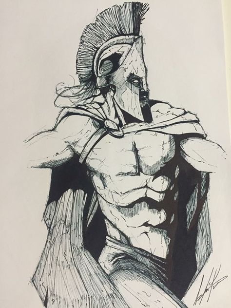 Spartan Drawing Warriors, Roman Warrior Drawing, Greek Warrior Drawing, Ares Drawings, Spartan Warrior Drawing, King Leonidas Tattoo, Spartan Sketch, Spartan Drawing, Leonidas Tattoo