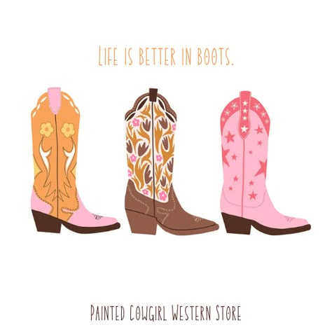 Pink Yellow Palette, Cowboy Boots Illustration, Cowboy Boots Drawing, Boots Illustration, Cowgirl Era, Yellow Palette, Palette Art, Warm Palette, Western Aesthetic