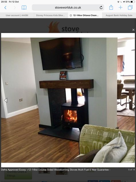 Log Burner Middle Of Room, Log Burner Double Sided, Double Sided Fireplace Wood Burning, Multi Fuel Burner Living Rooms, Off Center Woodburner With Tv, Dual Aspect Log Burner, Hope Decor, Double Sided Log Burner, Barn Conversion Interiors