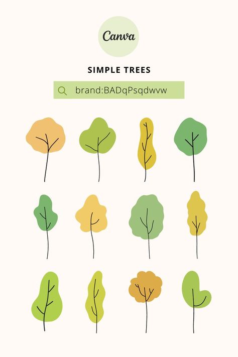 Simple cartoon trees illustration. Canva elements. Brand: BADqPsqdwvw Trees Illustration Simple, Simple Tree Illustration, Tree Illustration Simple, Simple Tree Drawing, Tree Vector Illustration, Trees Illustration, Cartoon Tree, Tree Doodle, Wood Illustration