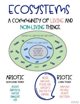 This "Ecosystems" anchor chart is a great way to introduce and reinforce the concept with your students. I have included two copies of the chart so you can either print it as a full sheet or two to a page. Ecosystem Poster, Living And Nonliving Things, Living And Nonliving, Anchor Chart, Anchor Charts, Water Plants, Ecosystem, Ecology, Science