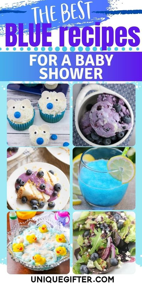 Blue Theme Food Ideas, Blue Brunch Food, Blue Desserts For Baby Shower Boys, Blue Baby Shower Food Ideas, Blue Appetizers For Party, Blue Foods For Party Savory, Blue Food Recipes, Baby Boy Shower Desserts, Blue Food Board