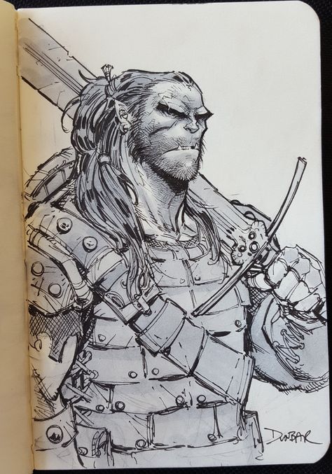 Max Dunbar on Twitter: "Sketch of a half orc fighter while waiting at the airport #dnd… " Half Orc Fighter, Max Dunbar, Waiting At The Airport, Orc Warrior, Half Orc, Dnd Races, Dungeons And Dragons Art, Animated Man, Fantasy Races