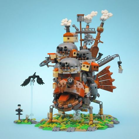 Studio Ghibli fans will love this incredible build from Howl's Moving Castle Studio Ghibli Castle, Studio Ghibli Toys, Ghibli Toys, 하울의 움직이는 성, Fire Demon, Lego Building Blocks, Construction Lego, Lego Craft, Lego Creative