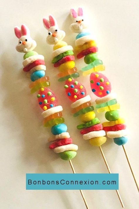 Easter Candy Kabobs, Gummy Candy Kabobs, Easter Theme Party, Easter Bouquet, Candy Kabobs, Candy Cone, Easter Event, Easter Activities For Kids, Sleepover Food