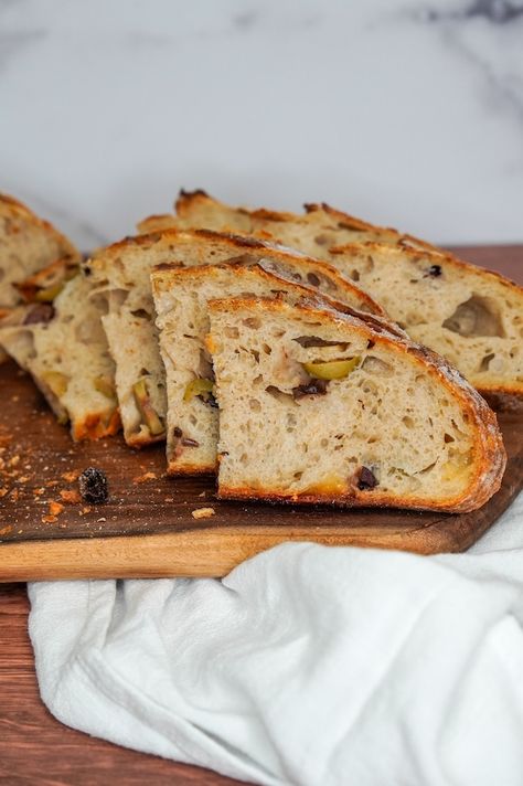 olive parmesan sourdough 7 Sourdough Bread Artisan, Sourdough Bread With Olives, Green Olive Sourdough Bread, Kalamata Olive Sourdough Bread, Sourdough Olive Bread, Sourdough Olive Bread Recipe, Savory Sourdough Recipes, Sourdough Inspiration, Olive Sourdough Bread