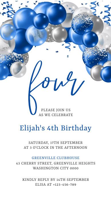 Blue And Silver Invitation Template, Free Invitation Templates Download, 21st Birthday Invitations Templates Free, Invitation Card Design Birthday Template, Blue Birthday Invitation Template, Blue And Silver Balloons, Invitation Card Design Birthday, Create Birthday Invitations, Free Invitation Cards