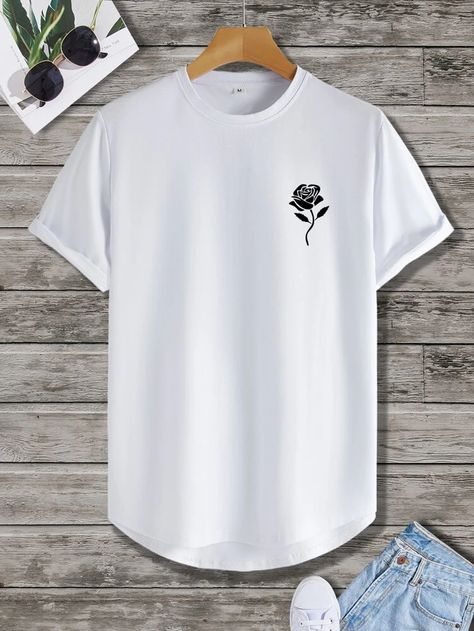 Rose Graphic, Shirt Design Inspiration, Oversize Casual, Shirt Print Design, Tee Shirt Designs, Style Noir, Home T Shirts, High Low Hem, Summer Tops