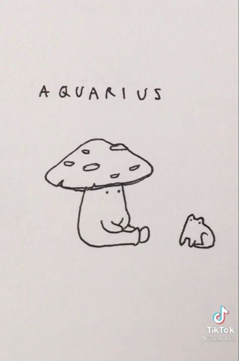 Doodles Ideas Easy, Doodle Art Mushroom, Aquarius Drawing, Small Dope Tattoos, Doodles Ideas, Art Mushroom, Sharpie Tattoos, Cute Doodle, Kawaii Tattoo