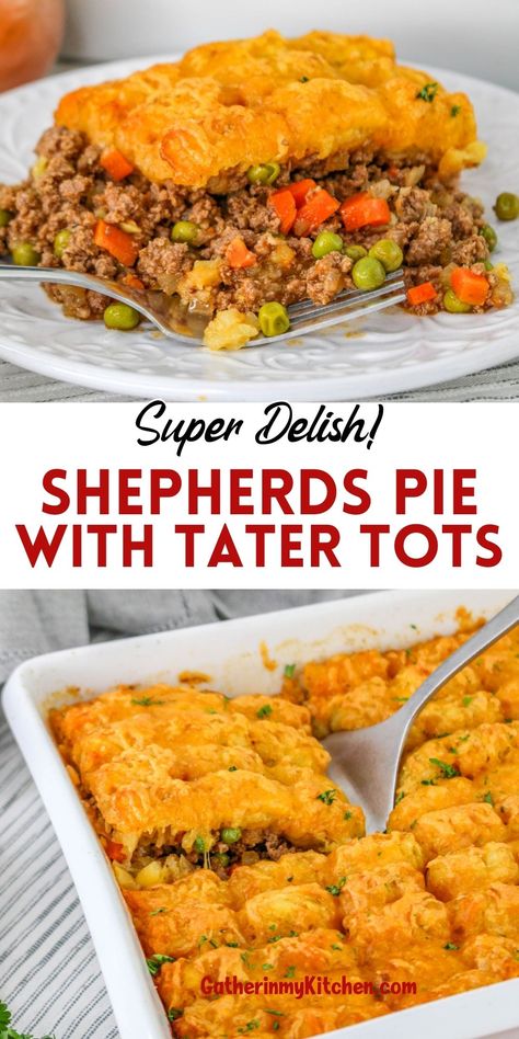 Tater Hotdish Recipe, Shepherds Pie With Biscuits On Top, Shepherd Pie Tater Tot Casserole, Sheppard Pie Tater Tot Casserole, Shepherds Pie Recipe With Tater Tots, Shepherds Pie Recipe Tater Tots, Shepherds Pie With Tater Tots, Tater Tot Shepherd's Pie, Sheppard’s Pie Easy