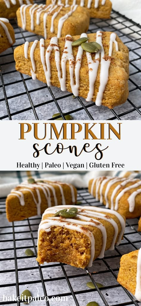 Paleo Scones, Scones Gluten Free, Easy Scone, Pumpkin Vegan, Pumpkin Scones Recipe, Pumpkin Scones, Paleo Baking, Scones Recipe, Paleo Sweets