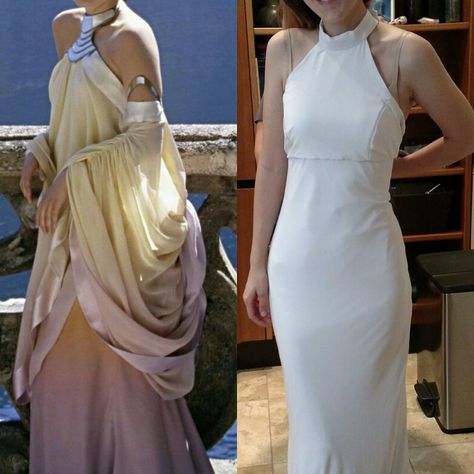 Padme's underdress!   I used the butterick pattern also pinned to this board, and modified it to a semi-backless. #starwars #padme #lake #dress Padme Dress Pattern, Padme Lake Dress, Padme Cosplay, Lake Retreat, Star Wars Diy, Star Wars Wedding, Fab Dress, Padme Amidala, Star Wars Costumes