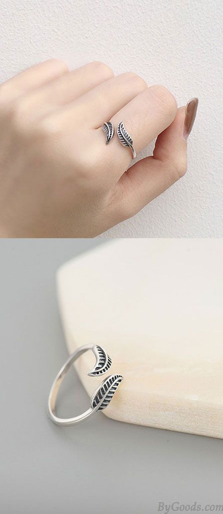 Vintage Leaf Adjustable Women's Leaves Silver Ring for big sale! #ring #cute #Leaves Ladies Silver Rings, Unique Silver Rings, Womens Silver Jewelry, Silver Rings Simple, Silver Ring Designs, Gold Rings Fashion, Tiffany Jewelry, Silver Wedding Rings, Antique Engagement Rings