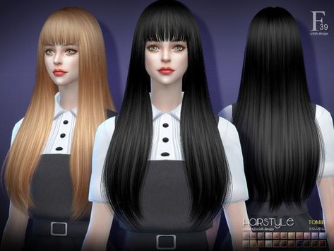 The Sims Resource: Hair Tomie n39 by S Club for Sims 4 Sims4 Mod, Mods Ts4, Ts4 Hair, Pin Straight Hair, Half And Half Hair, Die Sims 4, Mod Hair, Cc Hair, Sims 4 Anime