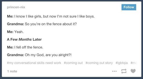 <b>"Embarrassing story: When I came out to my parents, they high-fived each other."</b> Cute Coming Out Stories, Coming Out Ideas, Rainbow Stuff, Coming Out Stories, Lgbt Quotes, Lgbt Humor, Lgbtq Funny, Gay Humor, Gay Memes