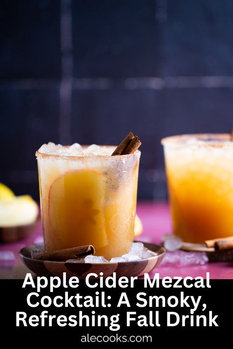 apple cider mezcal drink Fall Mezcal Cocktails, Mezcal Margarita, Apple Cider Cocktail, Apple Cocktail, Mezcal Cocktails, Fall Drink, Cider Cocktails, Cider Recipe, Crisp Apple