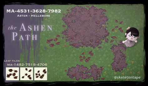 Acnh Halloween Island Ideas, Acnh Halloween Code, Cottage Core Animal Crossing, Dark Fairy Core, Acnh Paths, Dark Cottage Core, Forest Designs, Dead Leaves, Path Design