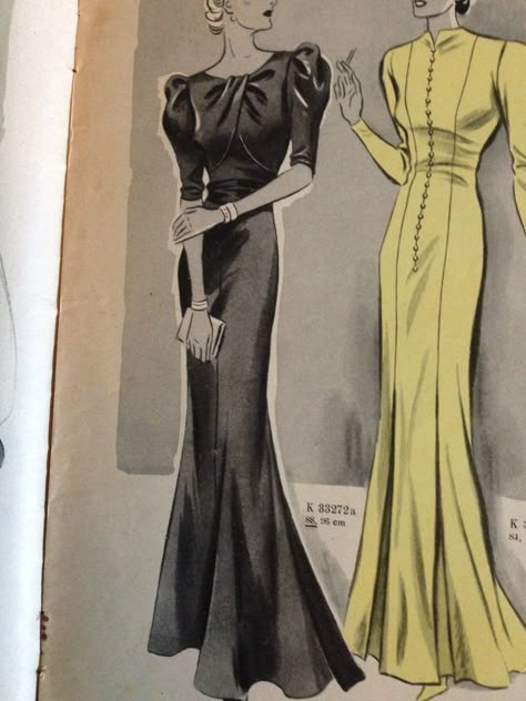 1930s Elegant Dress, 30s Formal Dress, Art Deco Outfit Casual, Gothic Dress Pattern, 1930s Dress Pattern, German Pattern, 1930 Dress, Evening Dress Pattern, Vintage Fashion 1930s