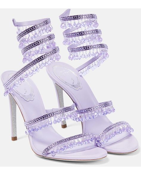 Rene Caovilla Chandelier Embellished Satin Sandals Banquet Party, Tassels Fashion, Crystal Shoes, Rene Caovilla, Rhinestone Sandals, Color Lines, Open Toe Sandals, Sandal Fashion, The Purple