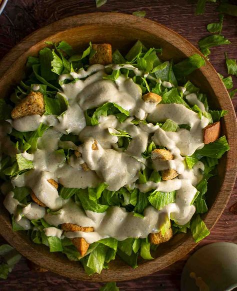 The Best Vegan Caesar Dressing Recipe (Oil-free) Vegan Ceasar Dressing, Vegan Caesar Salad Dressing, Vegan Salad Dressing Recipes, Vegan Caesar Dressing, Caesar Dressing Recipe, Vegan Caesar Salad, Vegan Caesar, Vegan Salad Dressing, Classic Caesar Salad