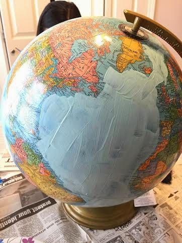 DIY Painted Globe (Under $5!) Painted Globe Diy, Globe Painting, Globe Diy, Big Garage, Old Globe, Globe Crafts, Painted Globe, Map Crafts, World Globes