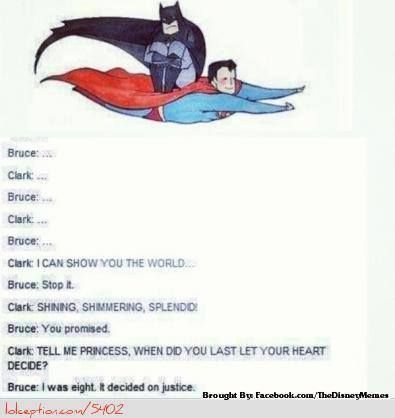 Batman riding on Superman=Aladdin  Oh my funny!!! This is just fabulous! Bruce X Clark Fanart, Bruce X Clark, Bruce And Clark, Dc Fanart, The Bat Man, I Am Batman, Univers Dc, Im Batman, Dc Memes