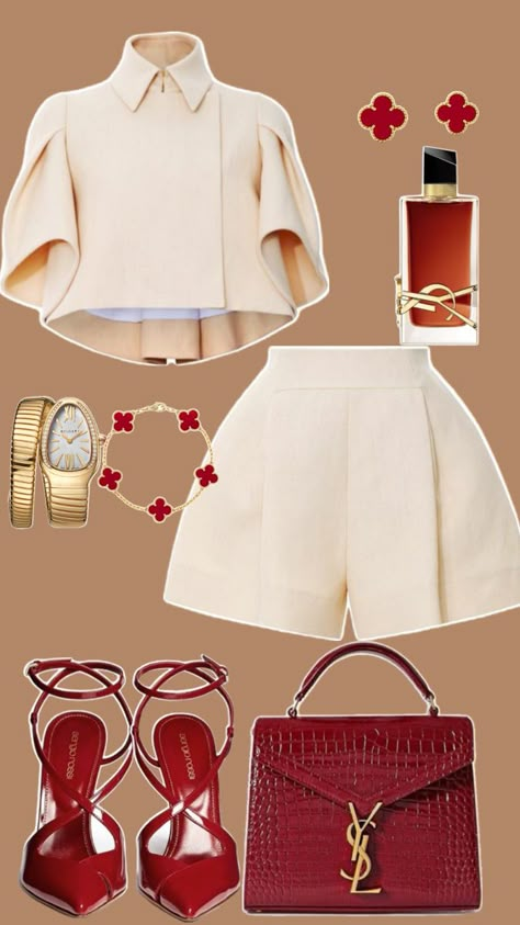 Van cleef ysl shorts outfit brunch outfits Ladies Brunch Outfit, Brunch Outfit Summer, Aesthetic Brunch, Preppy Chic Outfits, Fashion Outfits Polyvore, Modest Winter Outfits, Ladies Brunch, Brunch Outfits, Vacation Outfits Women