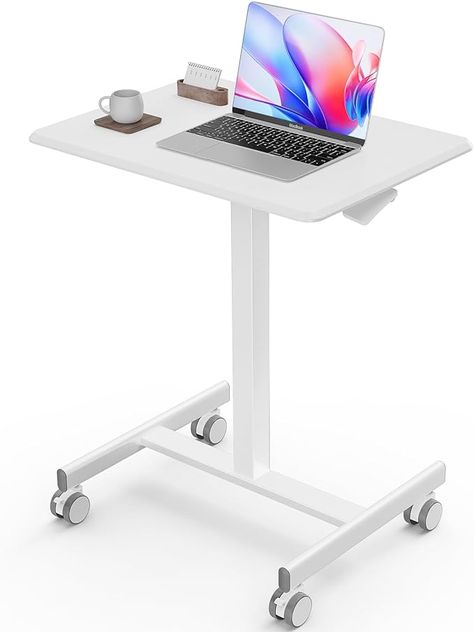 Amazon.com: Sweetcrispy Mobile Small Stading Desk - Sit Stand Desk, Portable Rolling Laptop Desk with Lockable Wheels, Computer Workstations, Adjustable Height, White : Industrial & Scientific Rolling Standing Desk, Small Standing Desk, Mobile Standing Desk, Rolling Desk, Overbed Table, Computer Workstation, Adjustable Height Standing Desk, Simple Desk, Stand Desk