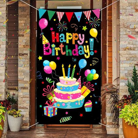 Birthday Door Porch Sign Happy Birthday Photography Background Birthday Party Supplies for Home Outdoor Birthday Decoration #CommissionEarned Outdoor Birthday Decorations, Birthday Wall Decoration, Happy Birthday Words, Happy Birthday Theme, Birthday Door, Happy Birthday Decor, Background Birthday, Outdoor Birthday, Door Porch