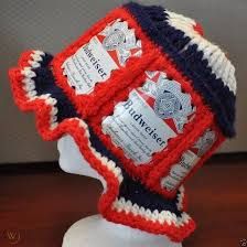 Vintage BUDWEISER Beer Can Crochet 70'S Hat Retro Hipster RED, WHITE & BLUE | #1799811906 Hat Crochet Patterns Free, Beer Can Hat, Hat Crochet Patterns, 70s Hats, 70s Clothes, Vintage Budweiser, Crochet Patterns Free, Budweiser Beer, Crochet Hats Free Pattern