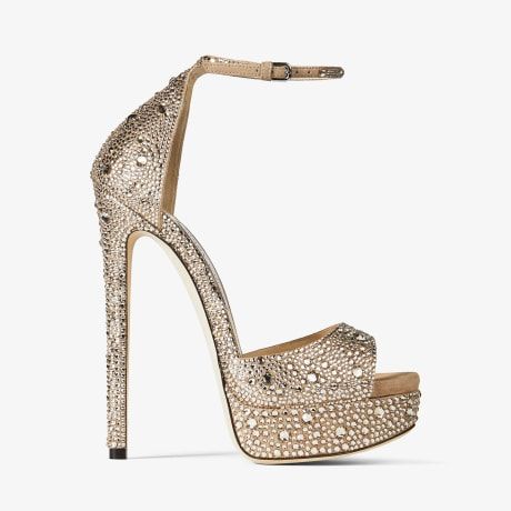 Jimmy Choo Max 150, Jimmy Choo Sandals, Crystal Heels, Platform Stilettos, Shoes Luxury, Stiletto Sandals, Winter 2022, Gold Shimmer, Jimmy Choo Shoes