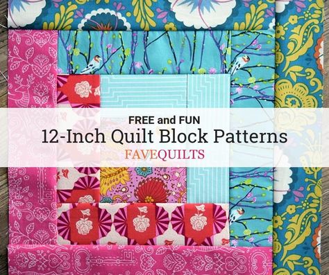 With these free and easy to sew 12-inch quilt block patterns, you can easily mix and match to create stunning original quilt patterns. Get creative! Block Quilt Ideas, Strip Quilt Patterns, Christmas Quilt Blocks, Vintage Quilts Patterns, Modern Quilt Blocks, Sewing Quilts, Big Block Quilts, Log Cabin Quilt Blocks, Block Quilt