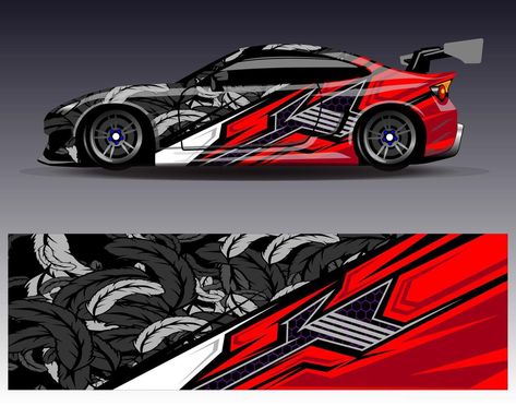 Car wrap design vector. Graphic abstract stripe racing background kit designs for wrap vehicle  race car  rally  adventure and livery Race Car Wrap Design, Racing Background, Car Rally, Graphic Abstract, Dirt Racing, Racing Car Design, Car Wrap Design, Car Wrap, Design Vector